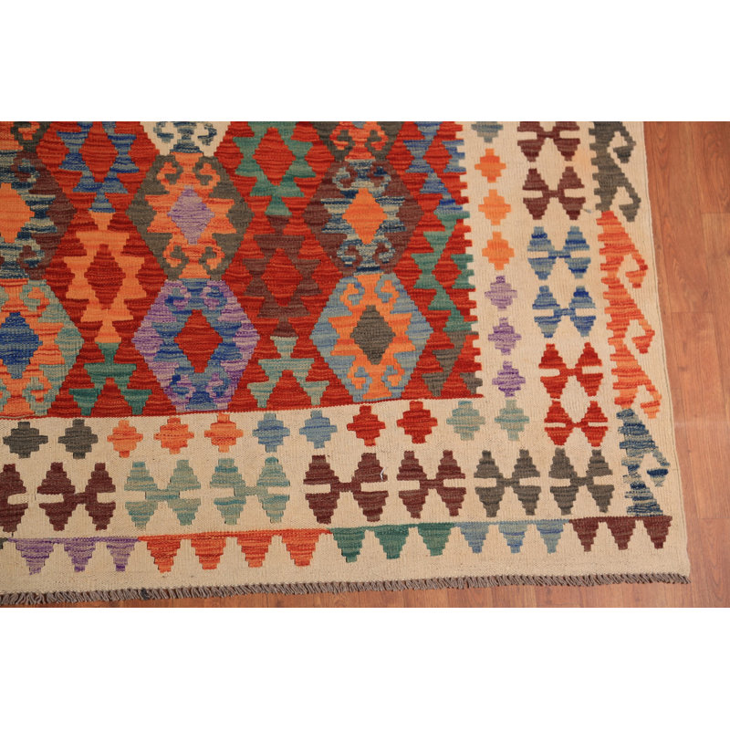 Tapis oriental à motif géométrique complet Kilim 10 x 16