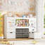 Rangement pour jouets de 61 po, bibliothèques pour enfants avec rangement pour animaux en peluche, 2 tiroirs mobiles, 4 bacs de rangement et 2 planches à dessin magnétiques, bibliothèque Montessori pour chambre d'enfant, salle de jeux, chambre à coucher, blanc-122513664
