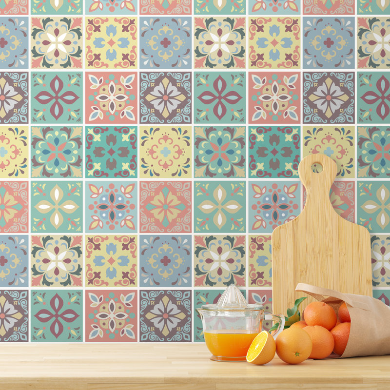 Bitter 15cm W x 15cm L PVC Peel and Stick Mosaic Tile, Multi-Colour
