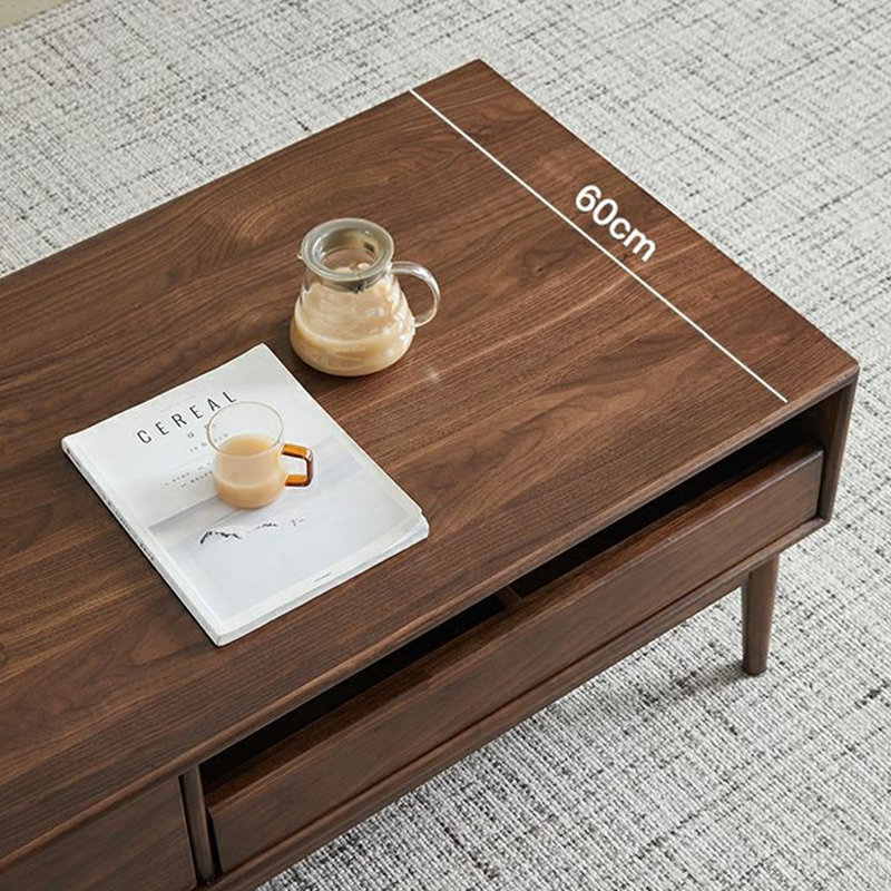 Table basse en bois de chêne massif avec rangement mixte, H 17,71 po x L 47,24 po x l 23,62 po