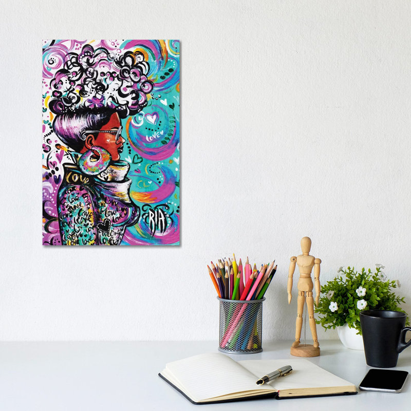 «Lovely» par l'artiste Ria, reproduction d'art, H 8 po x l 12 po x P 0,75 po, Toile tendue, Aucun mat