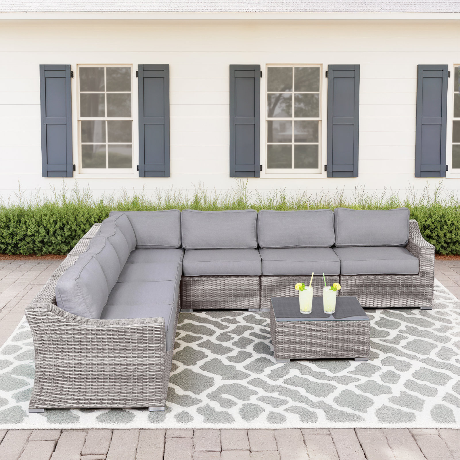 Saffi 6-Person Patio Seating Group, Mixed Grey