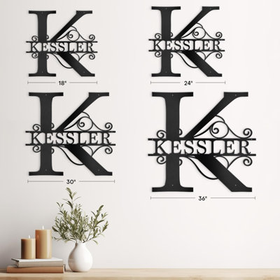 Panneaux en métal sur mesure, nom de métal, art mural en métal, lettre fendue, monogramme, décoration murale, art mural en métal, nom de famille, signe de nom de famille, cadeau de mariage personnalisé, foyer d'extérieur
