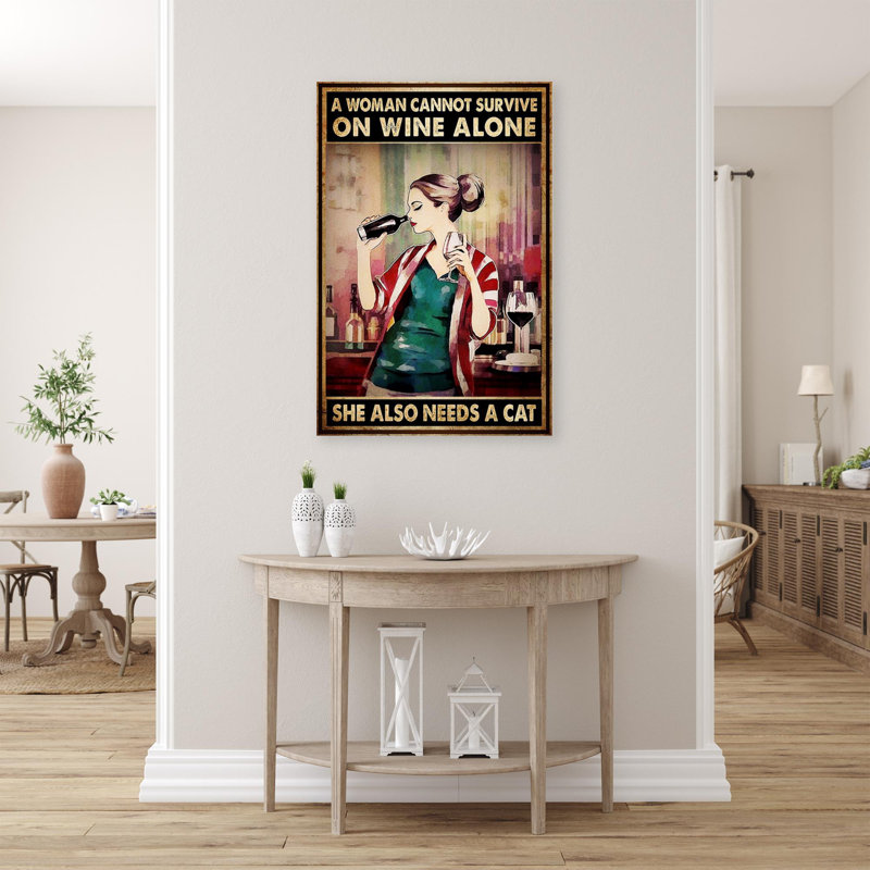 «Hulac A Woman Cannot Survive On Wine Alone», reproduction d'art rectangulaire sur toile tendue sur toile tendue