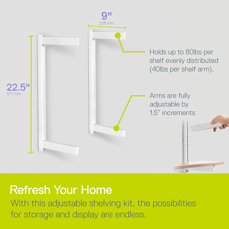 White 2-Tier Floating Wall Shelf Bracket Kit