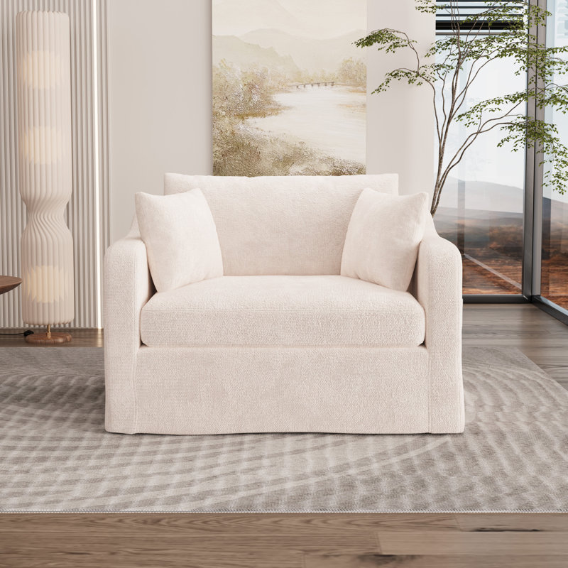 Fauteuil d'appoint rembourré surdimensionné 45,1 po, Beige