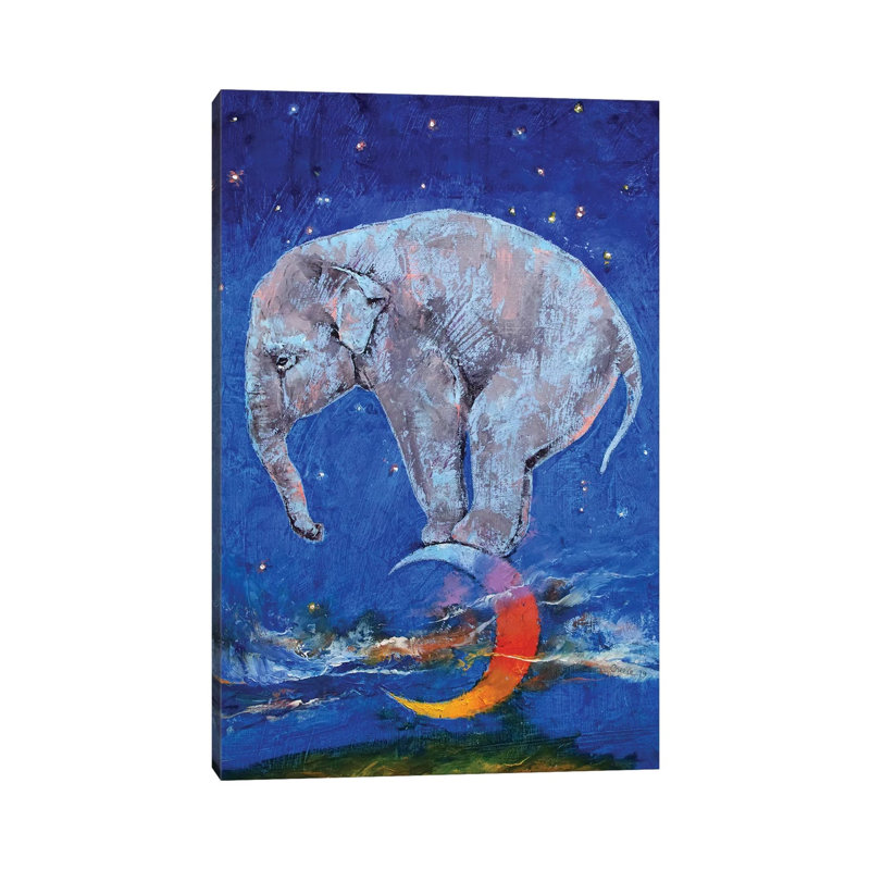 Baby Elephant Moon by Michael Creese - Wrapped Canvas Print, 30.48cm H x 20.32cm W x 1.91cm D