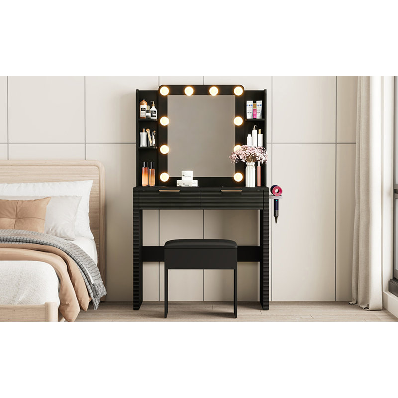 Meuble-lavabo avec 10 ampoules Hollywood
