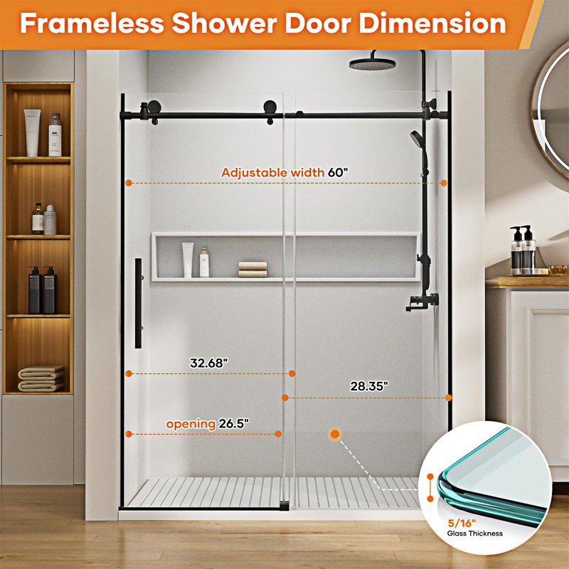 Single Sliding Frameless Shower Door