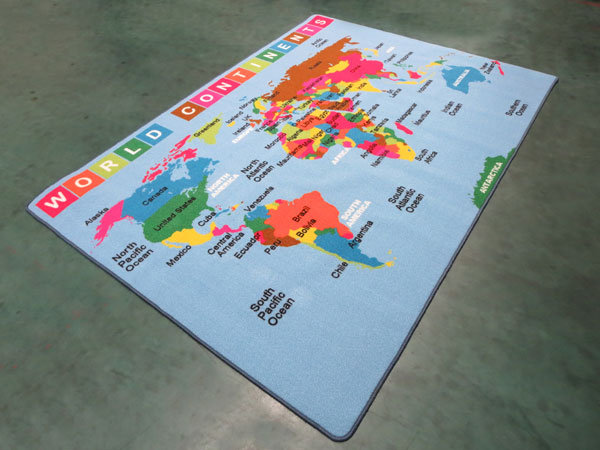 Tapis bleu/orange tissé à la machine, Rectangle 7 pi 11 po x 9 pi 10 po