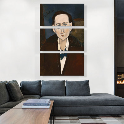 Elena Povolozky 1917 by Amedeo Modigliani - 3 Piece Wrapped Canvas Painting Print Set