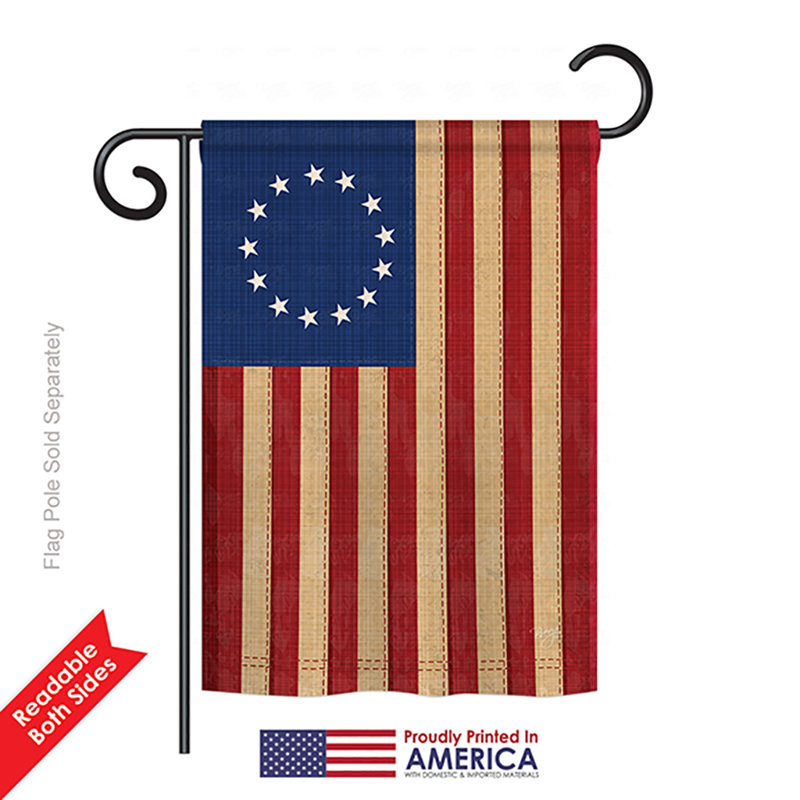 Ensemble de 2 drapeaux verticaux décoratifs en polyester à 2 côtés betsy ross rétro à impressions américaines
