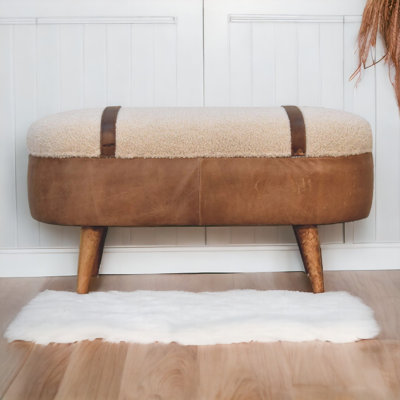 Boucle Upholstered Storage Bench