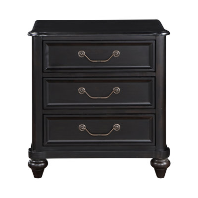 Charcoal Brown Finish Traditional Bedroom Furniture 1Pc Nightstand Of 3 Drawers Antique Handles Classic Design Bedside Table