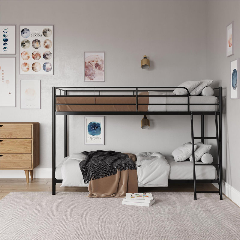 Ahmad Kids Twin Over Twin Bunk Bed, Black