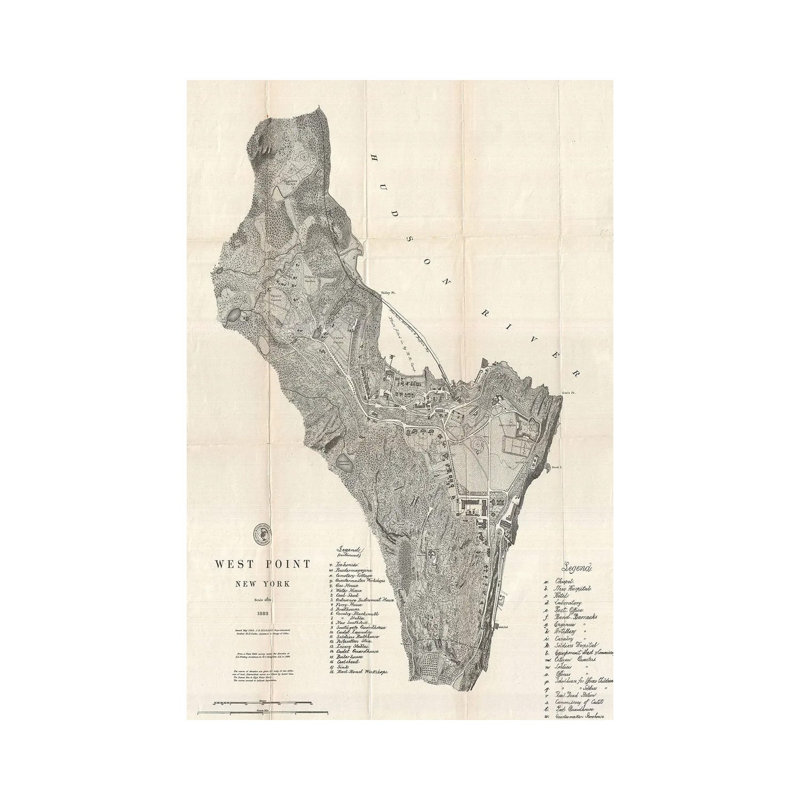 West Point, New York Map, 1883 by Dan Sproul - Wrapped Canvas Print, 66.04 cm H x 45.72 cm W x 1.91 cm D