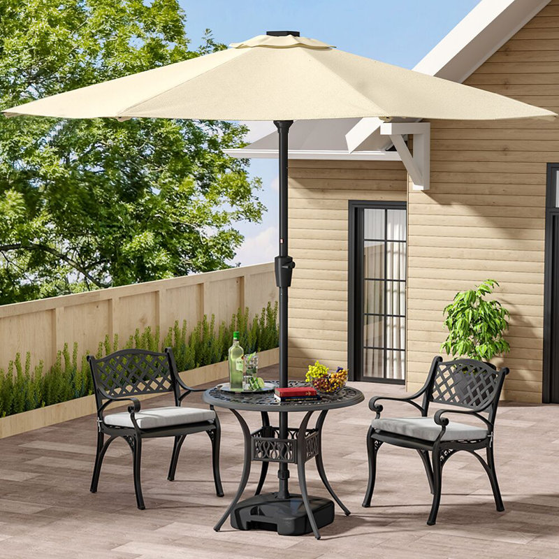 Canndale Patio Dining Set with Round Table , Cushions Included, 2, Black