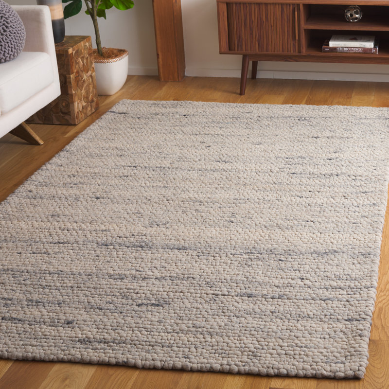 Tapis gris en laine et en coton tissé à la main Marbella, Rectangle 3 po x 5 po