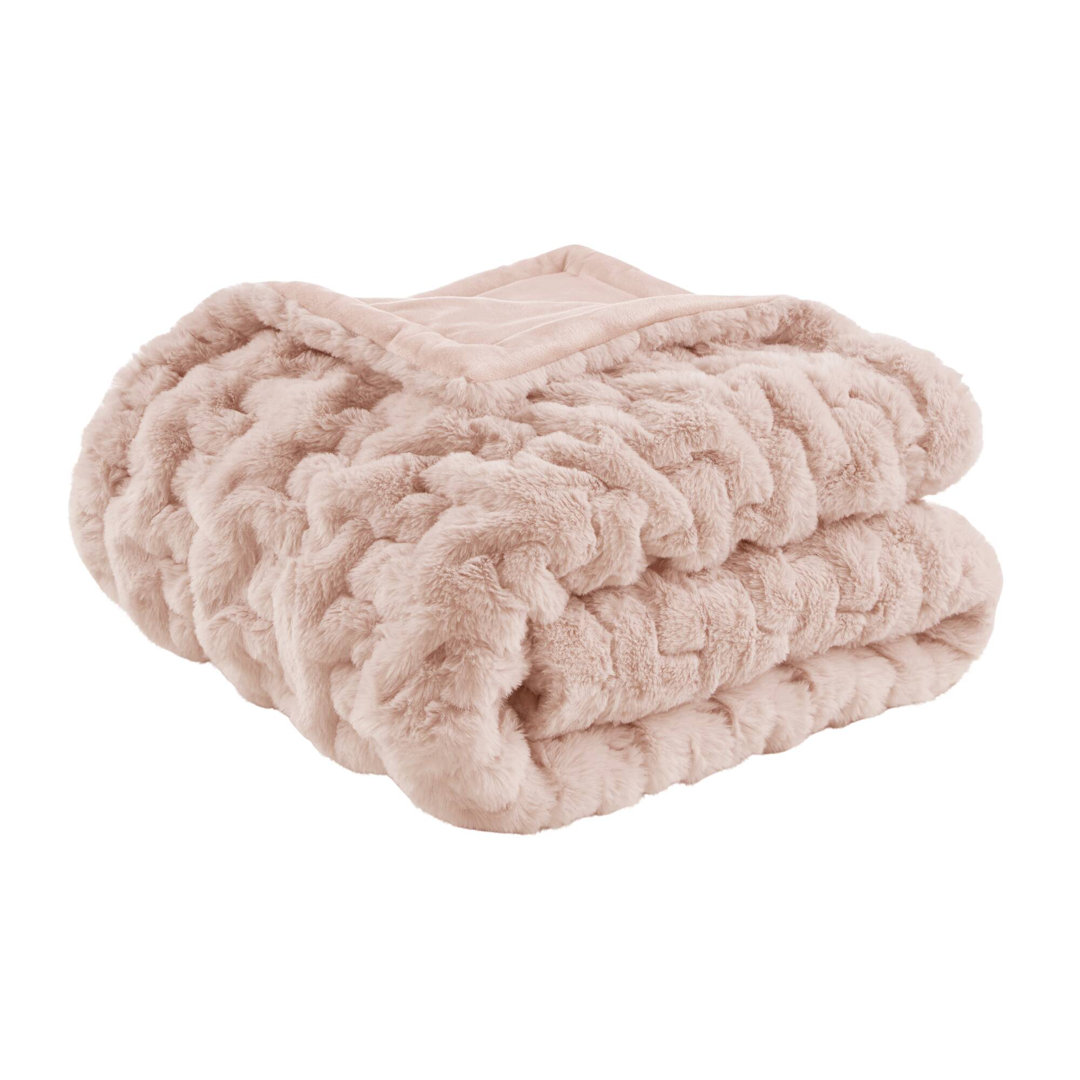 Ruched Fur Throw Madison Park Color: Blush