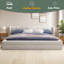 Structure de lit tapissier grand format avec tissu épais, lit plateforme grand format en chenille avec tête de lit et structure solide-1493908115
