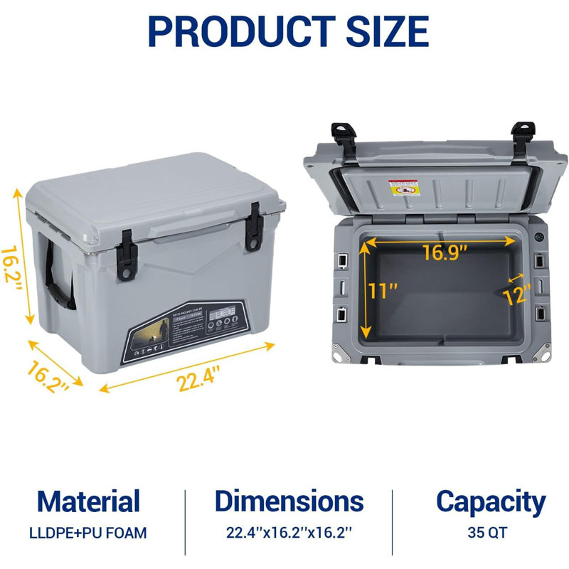 Dakota Fields 35L Handheld Cooler, Grey