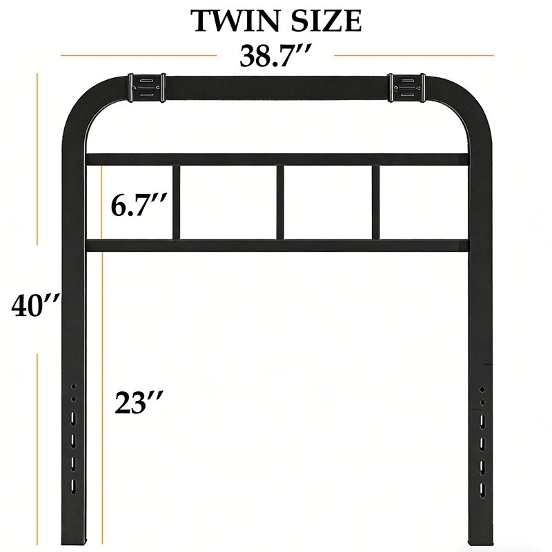 40” Black Metal Headboard, Twin/Twin XL