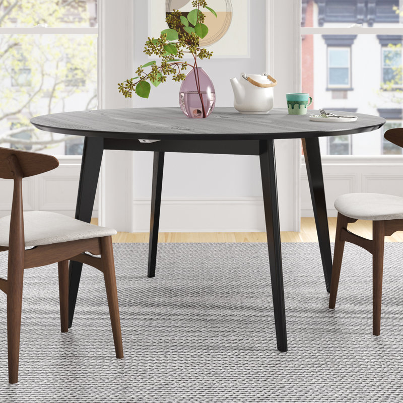 Mcclaskey Round Dining Table, Black, Black