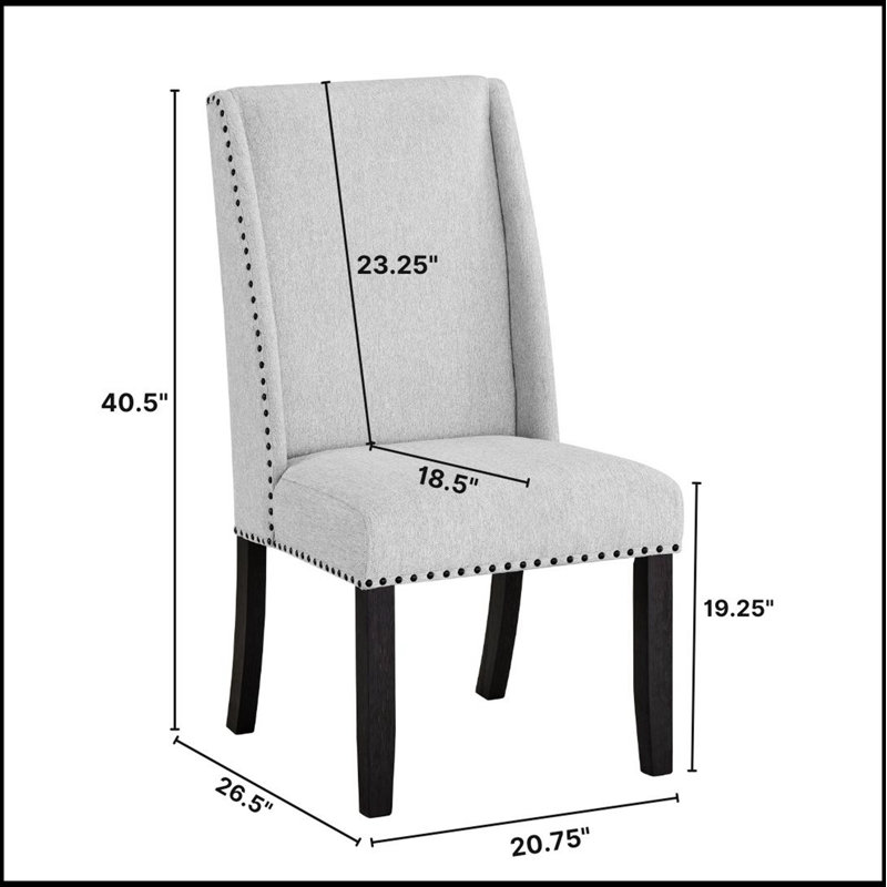 Ensemble de 2 chaises de salle à manger Hirima Modern Elegance - revêtement gris clair avec garniture cloutée noir mat, élégant et fonctionnel