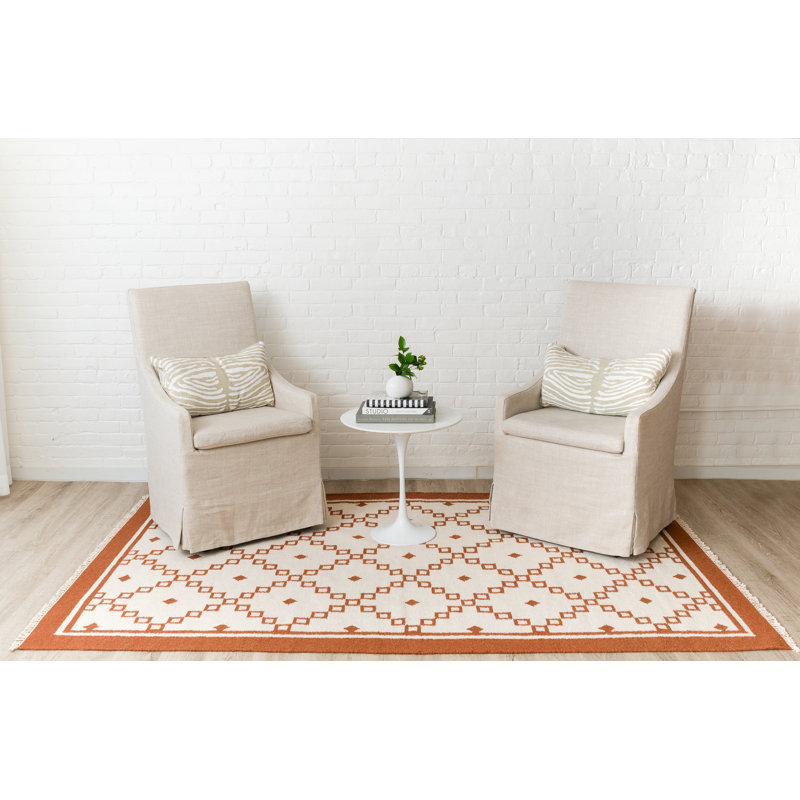 Thompson Wool Geometric Area Rug in Brown, Rectangle 7'6" x 9'6"