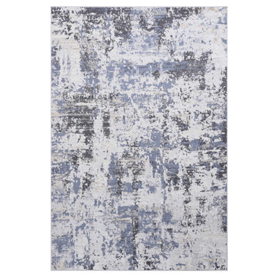 6x9 Area Rug In Grey/denim Abstract By Loom & - Stain , Non-shedding For Dining Room, Dorm Nursery Non-shedding, Living Study, Home Office