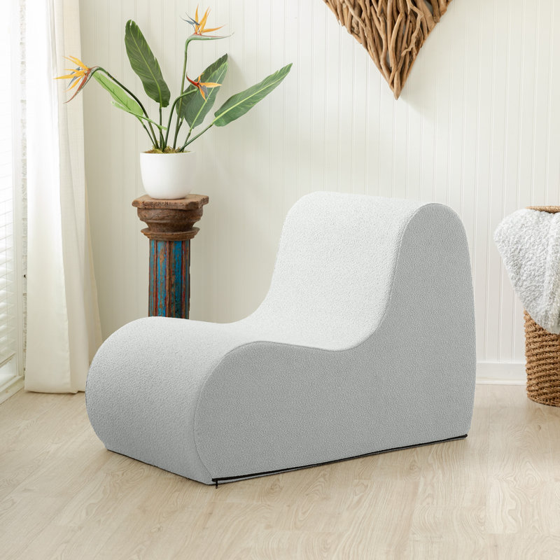 Uptown Modern Armless Accent Chair, Boucle, Silver Boucle