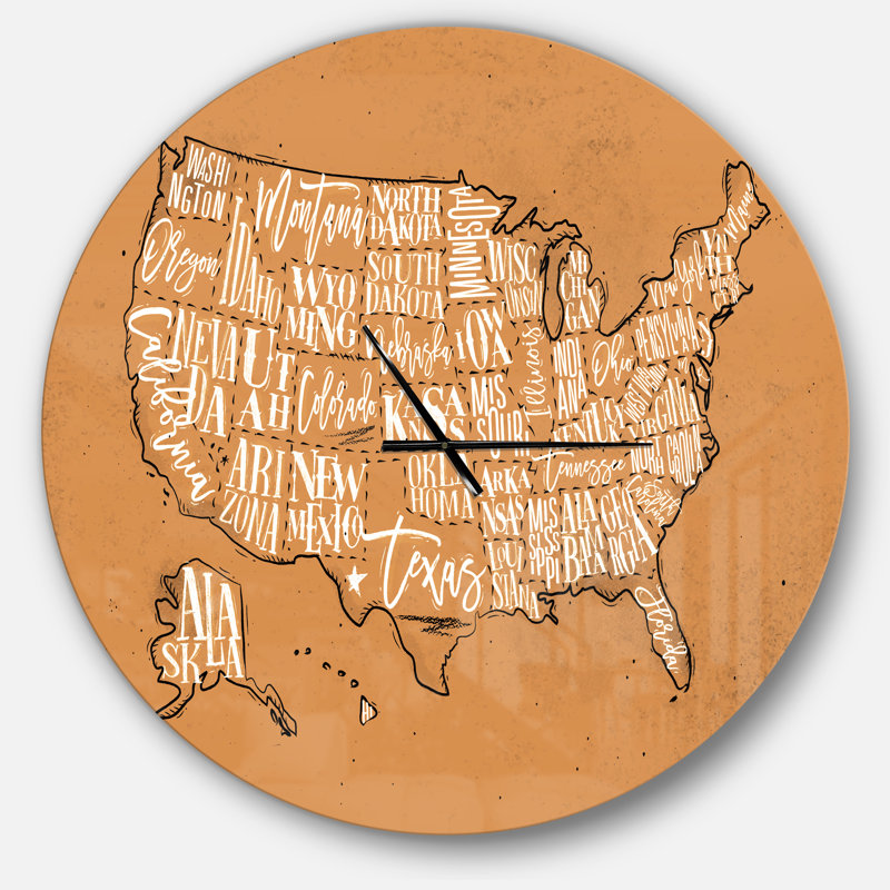Horloge murale Swigart Farmhouse Designart États-Unis, Jaune moutarde / blanc, Grand