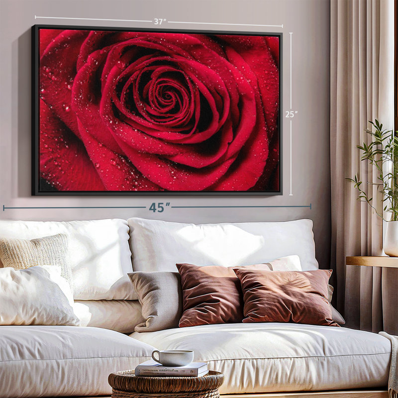 Velours rouge rosé sur toile, H 25 po x l 37 po
