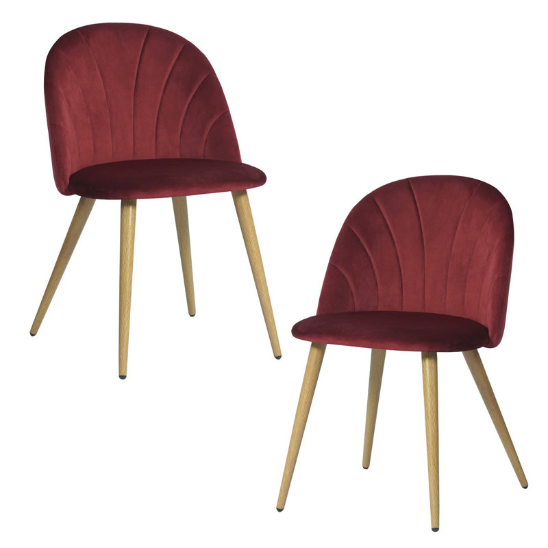 Aveline 45cm H Velvet Upholstered Side Chair, Red