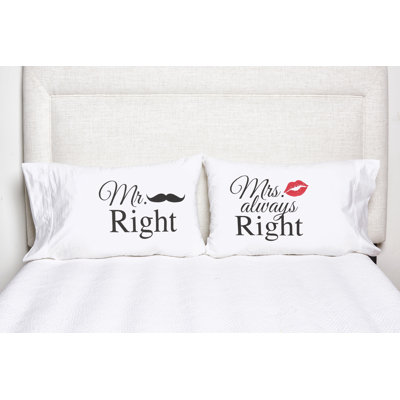 Dolories Mr & Mrs Right Pillowcase Set