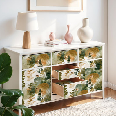 Papier peint auto-adhésif à motif de fougères tropicales à motif floral style scandinave auto-adhésif et amovible 17,7 po x 118 po (45 x 300 cm)