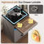 LED Nightstand with 3 Drawers, Glass Top, Wireless Charging & Sensor Light-107993917