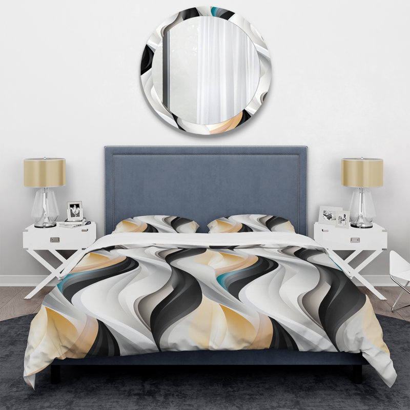 Ensemble de housse de couette à motif géométrique Monicolor Reflections III - Microfibre polyester