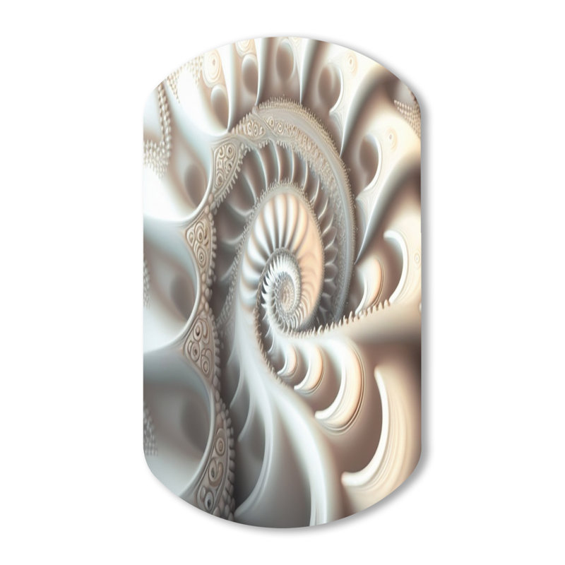 «White Fractal Spiraling II» - art mural asymétrique moderne en forme de cylindre géométrique, H 31 po x l 19 po