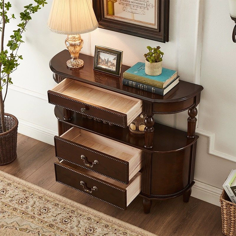 Console en bois massif de noyer foncé, 47.24, Noyer foncé