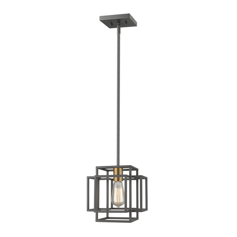 Luminaire suspendu carré à 1 lumière Orona, Bronze / laiton vieilli
