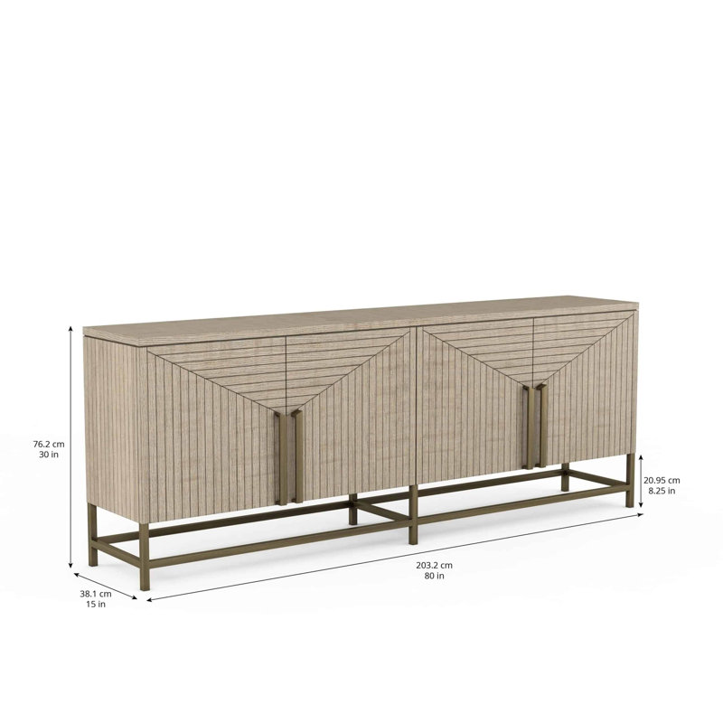 Gray Shale Poplar and Metal Entertainment Console with Cabinet