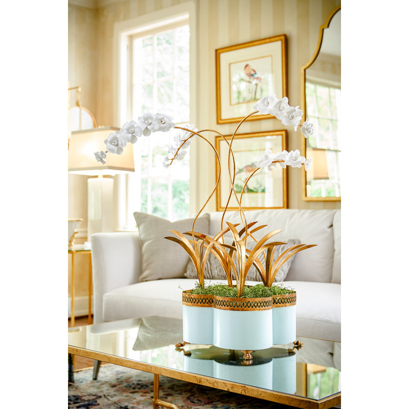 Tracery Handmade Metal Planter, 6.5" H x 11" W x 11" D, Lagoon