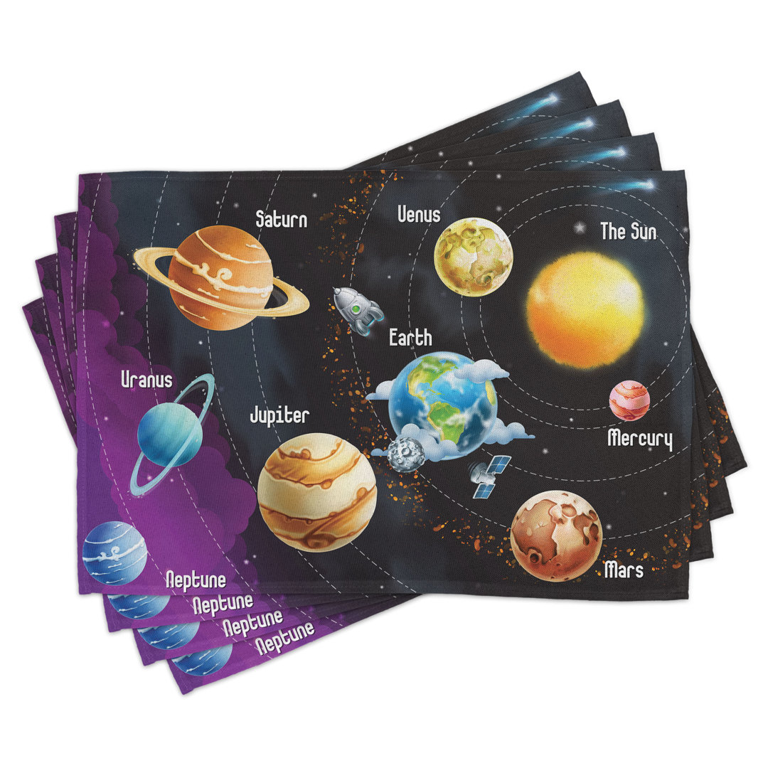 Platzdeckchen 4er Set, Sonnensystem Planet, Multicolor