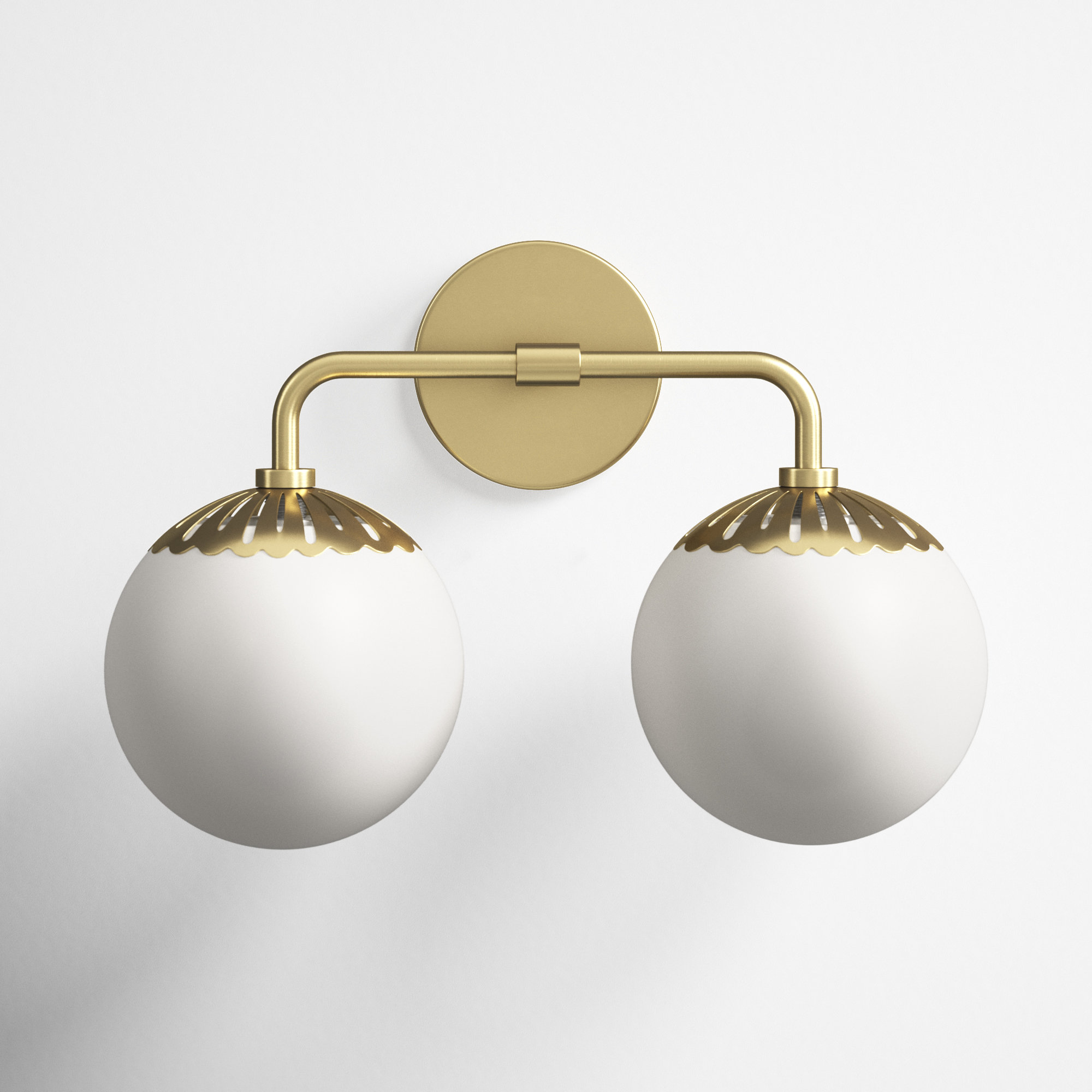 Deniaud 2 Light Frosted Vanity Light, Aged Brass