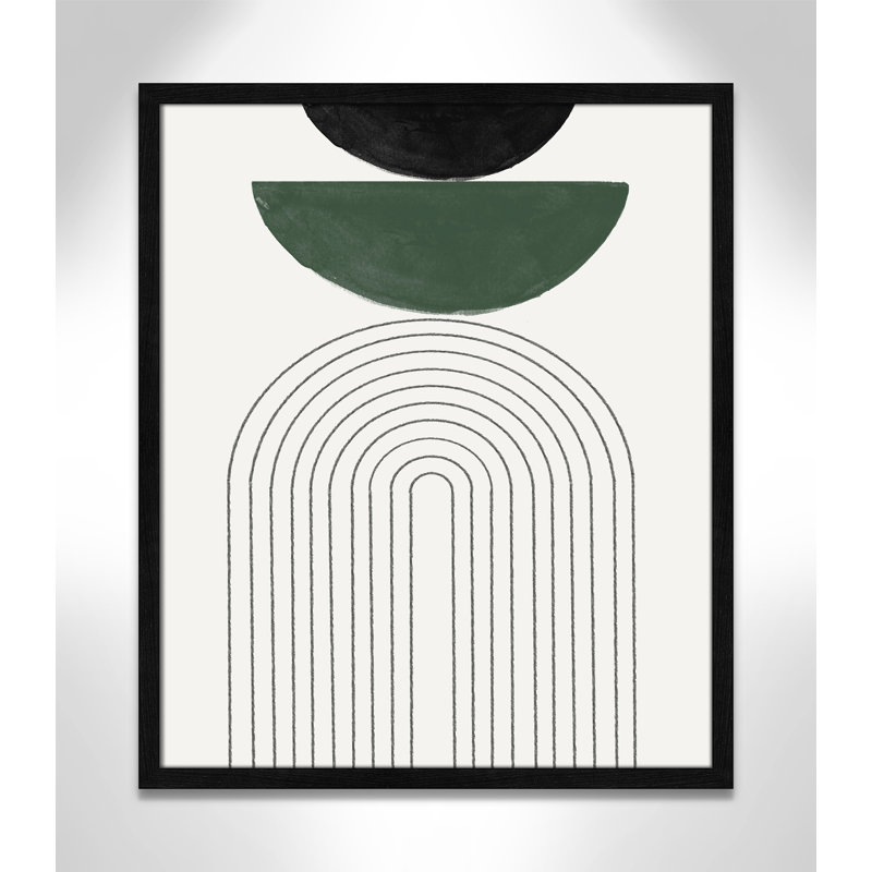 Reproduction de géométrie arquée par Miuus Studio, L 21,5 po x H 25,5 po, Black Woodgrain, Framed Print