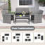 Ensemble de 4 meubles de patio avec table basse en verre trempé et 2 canapés simples noir et gris-789672330
