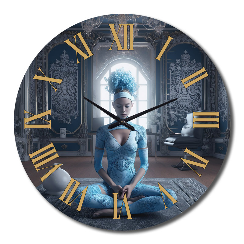 Horloge murale en métal Blue Yogini, Grand