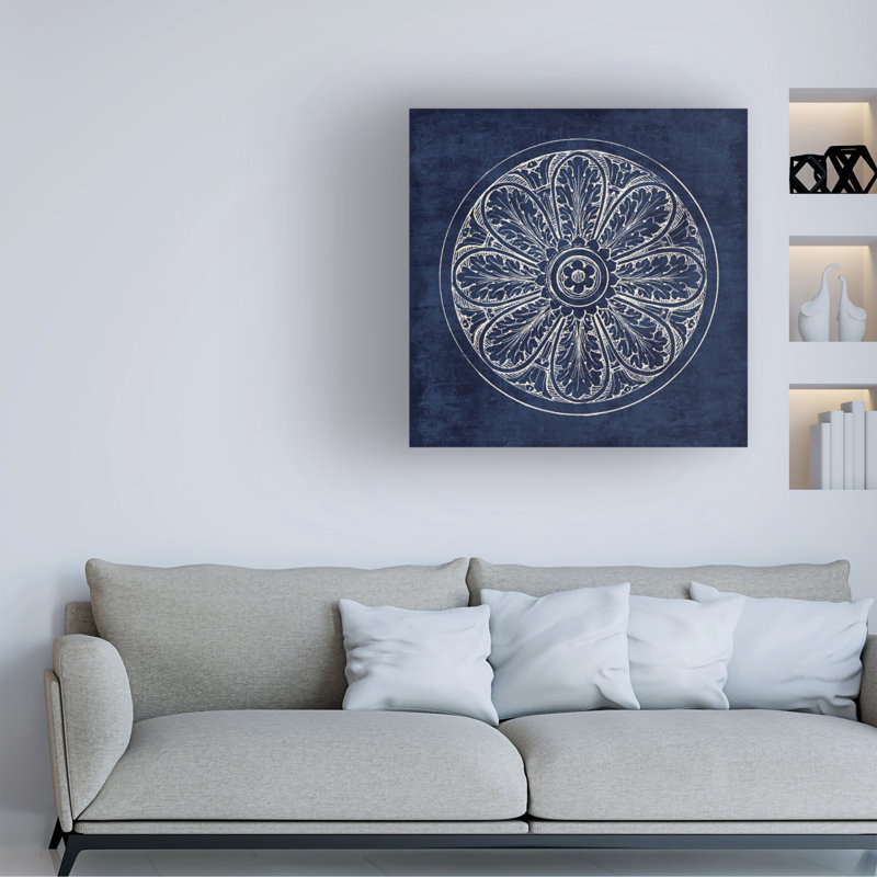 "Rosette VIII Indigo" par Wild Apple Portfolio - impression sur toile tendue, H 18 po x l 18 po x P 2 po