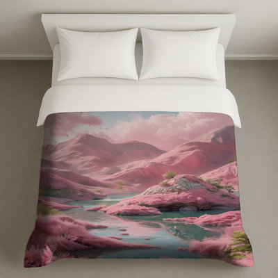 Pink Mountain Landscape Duvet Covers